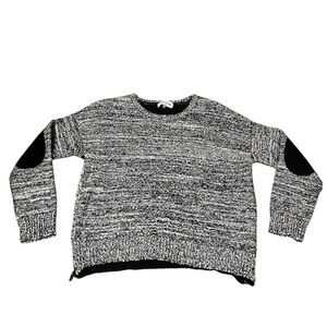 John + Jenn REVOLVE Gray Heathered Academic School Elbow Patch Knit Crew Sweater